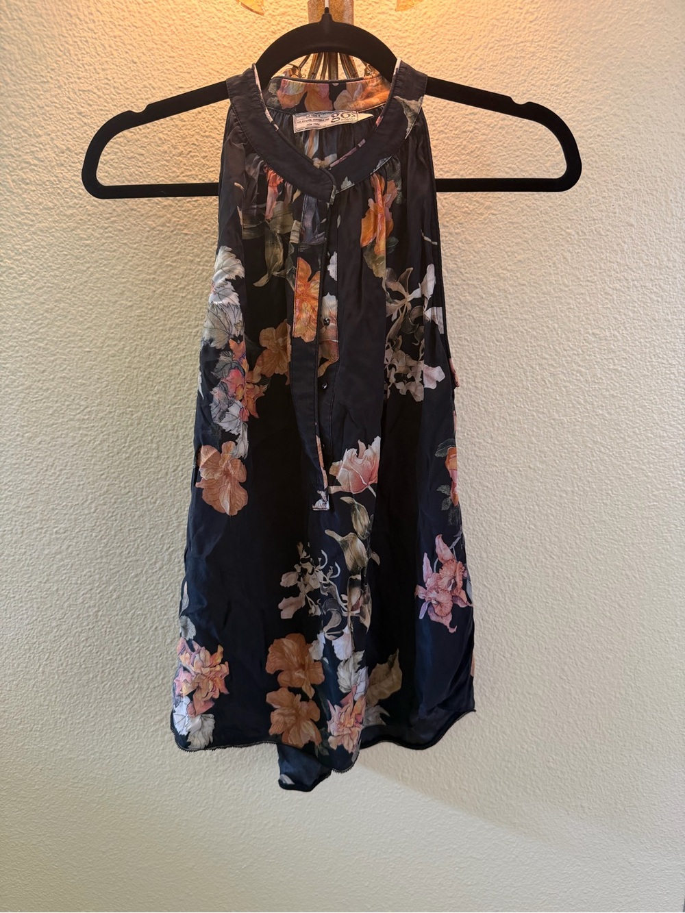 Go by GoSilk Floral Navy Halter Top